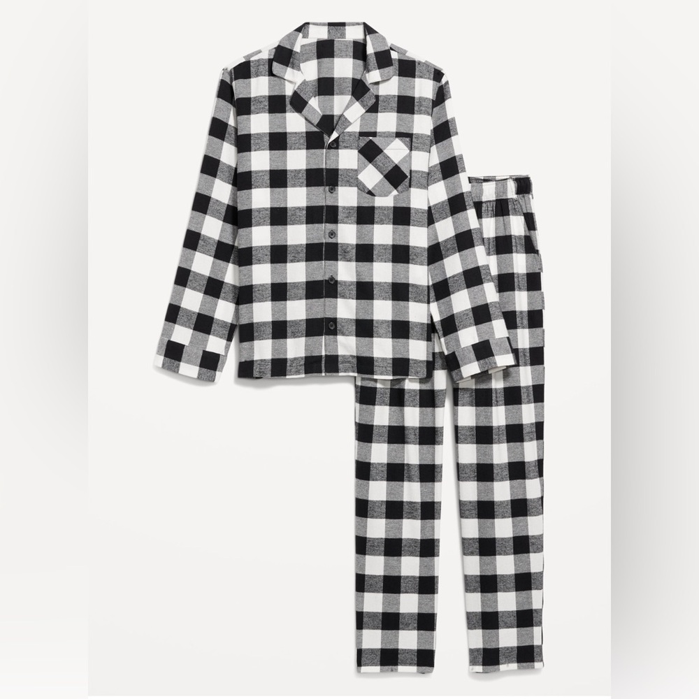 Men’s Black /White  Buffalo Plaid Pajama Set